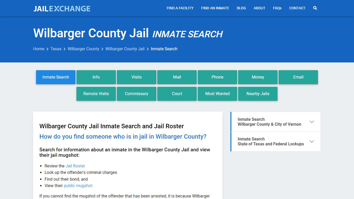 Inmate Search: Roster & Mugshots - Wilbarger County Jail, TX